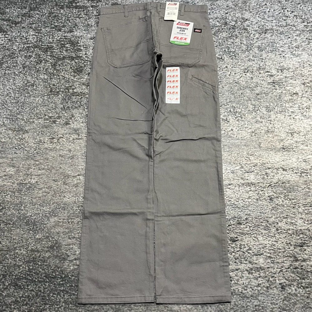 NWT Dickies Carpenter Pants‎ Dungaree Jean Mens 34x32 Gray Flex Workwear Utility
